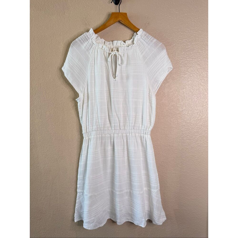 Cloth & Stone Dress Womens Small White Tie Neck Boho Vacation Elastic Waist